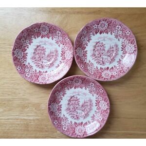 Franciscan Staffordshire Homeland Pink Saucer Set of 3 Vintage 5.5